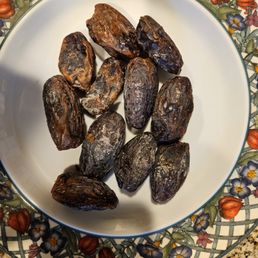 Discolored and moldy dates.