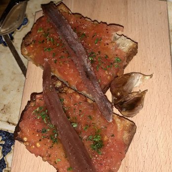 Dali Restaurant & Tapas Bar - anchovies on tomato bread - Spanish Near Me - Somerville, Massachusetts