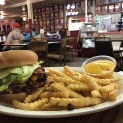 Highway 341 Cafe and Opera House - Double bacon cheeseburger with cheese fries