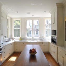 Taylor Made Custom Cabinetry & Design - Painted White Kitchen. Butcher Block White Oak island top