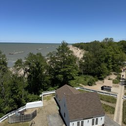 View of the beach and Lake Erie from the top of the Presque Island Lighthouse View of the beach and Lake Erie from the top of the Presque Island Lighthouse