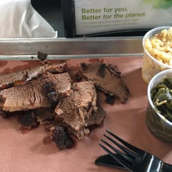 6oz brisket with smoked Mac n cheese and collard greens