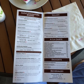 JuJu's Mediterranean Kitchen - Menu April 2014 - Mediterranean Near Me - Napa, California