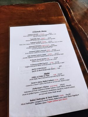 Menu photo 3 O'Dowd's Seafood Bar & Restaurant Galway, G Menu photo 3 O'Dowd's Seafood Bar & Restaurant Galway, G
