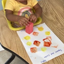 Devonshire Preschool & Infant Center - Shape Fun with Paint & Stamps! Today we dove into the world of shapes, learning all about circles and squares through colorful stamping and