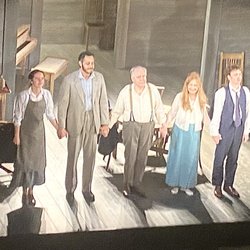 Cast curtain call: Louisa Harland, Daryl McCormack, Brian Cox, Patricia Clarkson, and Laurie Kynaston