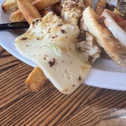 The Burger Den - Unmelted cheese from my chicken sandwich