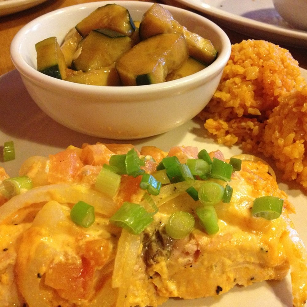 Guahan Grill - Baked Salmon with spicy mayo, red rice and cucumbers. - Barbeque Near Me - Oceanside, California