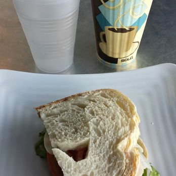 Blue Baker - Half a sandwich with their house made sourdough bread, coffee, water. - Pizza Near Me - College Station, Texas Blue Baker - Half a sandwich with their house made sourdough bread, coffee, water. - Pizza Near Me - College Station, Texas