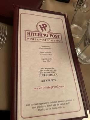 Menu photo 5 The Hitching Post 2 Buellton, CA Menu photo 5 The Hitching Post 2 Buellton, CA