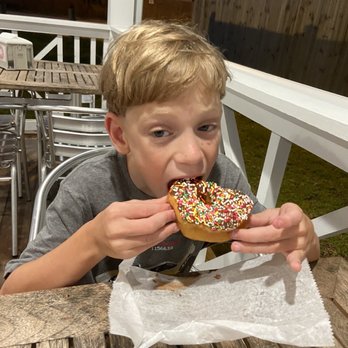 Island Donuts & Bagels - Sprinkled yeast donut. Kids were a fan! - Donuts Near Me - St. Augustine, Florida
