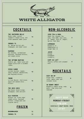 Menu photo 8 The White Alligator Franklin, TN