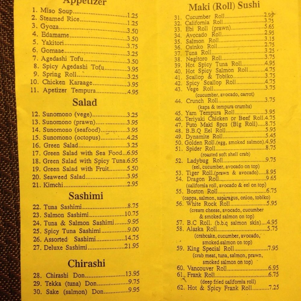 King Sushi - Menu2 - Japanese Near Me - Surrey, British Columbia