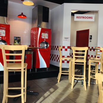 Five Guys - Drink and dining area - Burgers Near Me - Westford, Massachusetts Five Guys - Drink and dining area - Burgers Near Me - Westford, Massachusetts