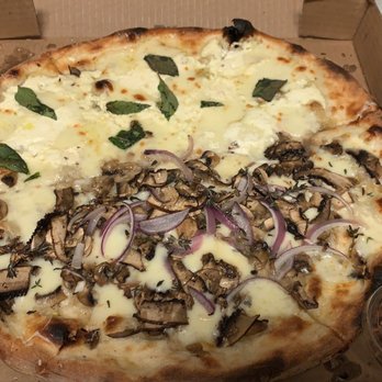 Casey's Pizza - Amazing half and half pizza: Bianca and Fungi. - Pizza Near Me - San Francisco, California