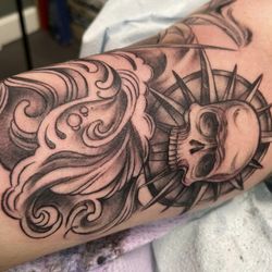 Otherside Ink - Blackwork addition to a sleeve by Lisa Schmoldt tattooing 30+ years