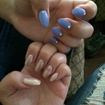 Oasis Nails - Both full set one coffee and the other oval with jewels came out too $48 great deal - Nail Salons Near Me - Whittier, California