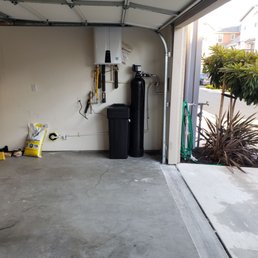 Tracy installed new tankless and we were able to put shelving where old tank was located