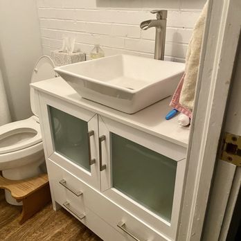 Two Brothers Handyman Services - The bathroom vanity, faucet and mirror they installed today. - Heating & Air Conditioning/HVAC Near Me - Gordon, Georgia Two Brothers Handyman Services - The bathroom vanity, faucet and mirror they installed today. - Heating & Air Conditioning/HVAC Near Me - Gordon, Georgia