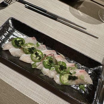 Roshi Experience - Yellowtail Jalapeño -Freshest fish! We devoured it all. - Personal Chefs Near Me Roshi Experience - Yellowtail Jalapeño -Freshest fish! We devoured it all. - Personal Chefs Near Me