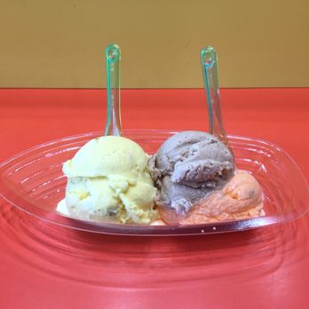 Saffron Spot - Two scoop size, full scoop of Rajbhog, half of saffron, half of Chickloo - Desserts Near Me - Artesia, California