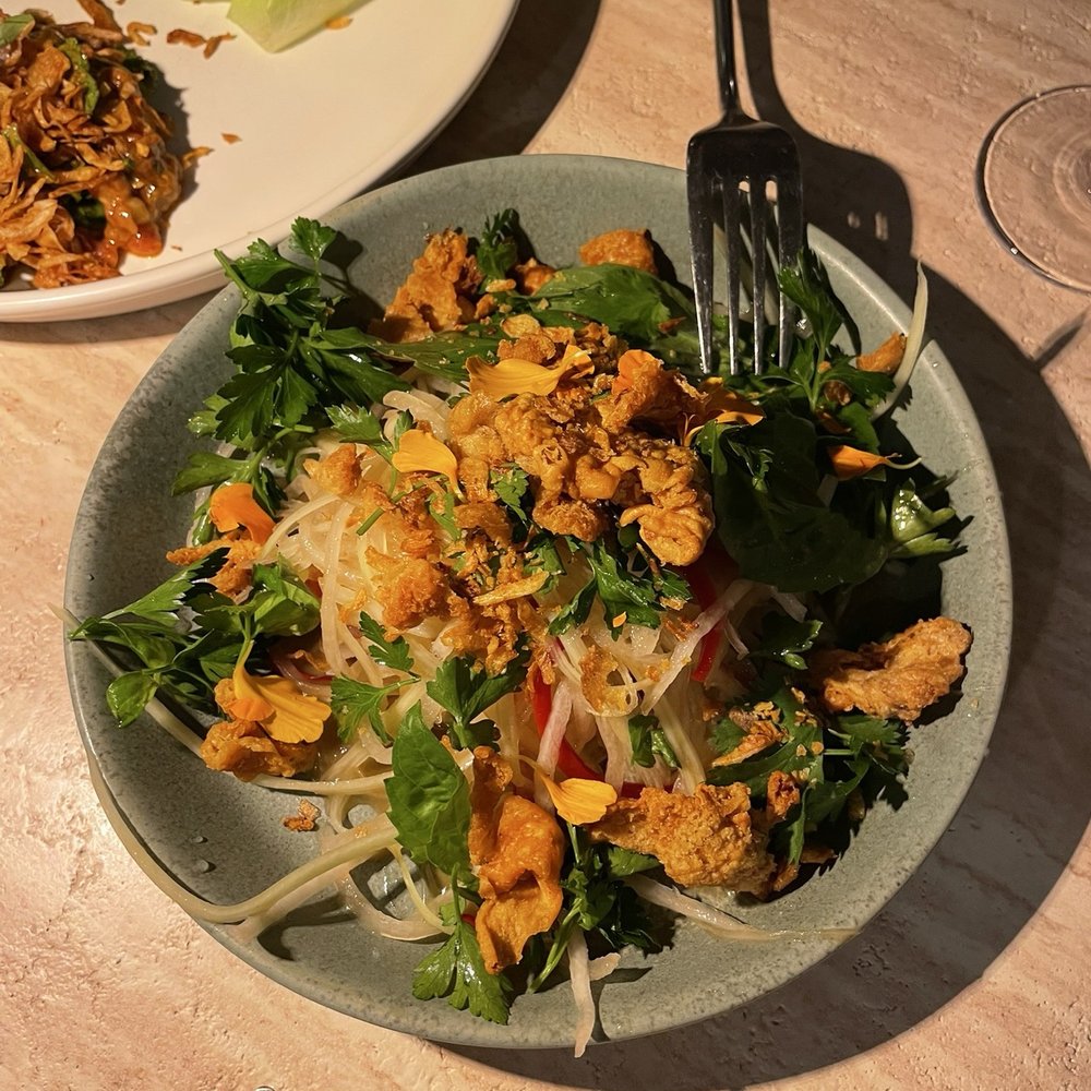 Peregrine - Tiger shrimp salad (the shrimp is the freeze dried crisps) - American Near Me - Raleigh, North Carolina Peregrine - Tiger shrimp salad (the shrimp is the freeze dried crisps) - American Near Me - Raleigh, North Carolina