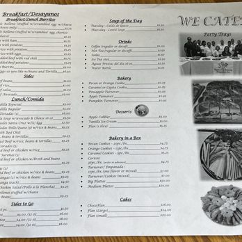 La Castellana Cafe - Menu - September 2023 - Cafes Near Me - Nogales, Arizona