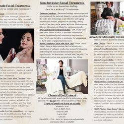 Advanced Aesthetics - Inside of Advanced Skincare Treatment Guide brochure w/ updated info