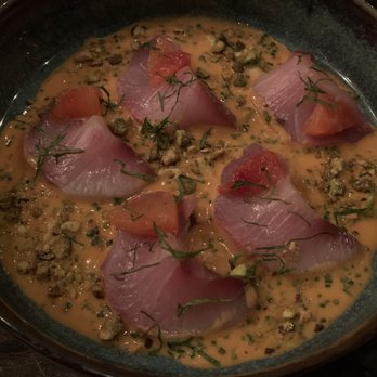 Sparrow + Wolf - Hamachi crudo w/ blood orange - New American Near Me - Las Vegas, Nevada Sparrow + Wolf - Hamachi crudo w/ blood orange - New American Near Me - Las Vegas, Nevada