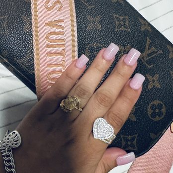 Happy Nail Spa - Full set pink powder - Nail Salons Near Me - Arcola, Texas