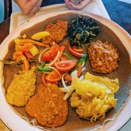 Two Beyaynetu plates for me and my date to share. Two Beyaynetu plates for me and my date to share.