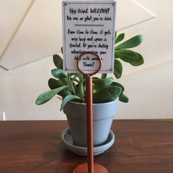 Public Square - Succulents and a cute note on each table - Coffee & Tea Near Me - La Mesa, California