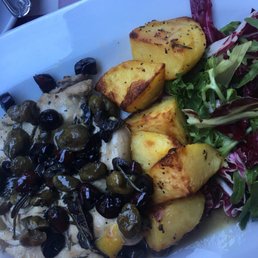 Chicken breast w capers and olives, rosemary potatoes