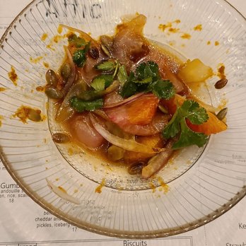The Attic - Kanpachi Crudo. (wish I had my own instead of sharing, lmaoo) - Breakfast & Brunch Near Me - Long Beach, California The Attic - Kanpachi Crudo. (wish I had my own instead of sharing, lmaoo) - Breakfast & Brunch Near Me - Long Beach, California