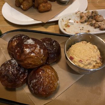 Innovo Kitchen - Pimento Cheese Spread, Parmesan Tater Tots, and in the middle is the house dip and crackers (please ignore my straw wrapper) - American Near Me - Latham, New York Innovo Kitchen - Pimento Cheese Spread, Parmesan Tater Tots, and in the middle is the house dip and crackers (please ignore my straw wrapper) - American Near Me - Latham, New York