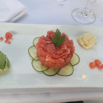Le Charlot - a plate of food with cucumbers and tomatoes - French Near Me - Southampton, New York Le Charlot - a plate of food with cucumbers and tomatoes - French Near Me - Southampton, New York