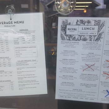 Macrina Bakery & Cafe - Posted menu (3/26/21) - Bakeries Near Me - Seattle, Washington