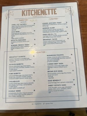 Menu photo 8 Kitchenette Templeton, CA