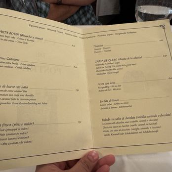 Botín - Desserts menu - Spanish Near Me - Madrid, M Botín - Desserts menu - Spanish Near Me - Madrid, M