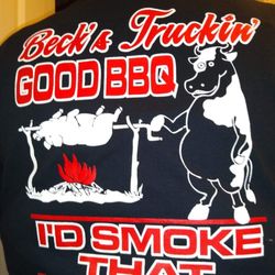 Beck's Truckin' Good BBQ - Logo on their shirts