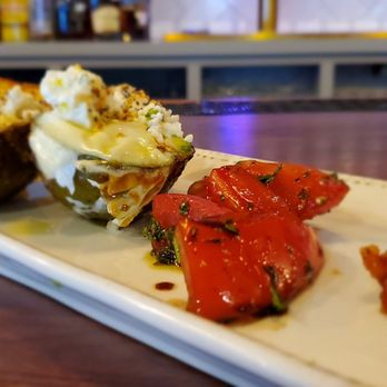 44 Mills Kitchen + Tap - Stuffed avocado, tomatoes, bacon jam & Hawaiian sweet bread for brunch. Yum! - New American Near Me - Concord, North Carolina