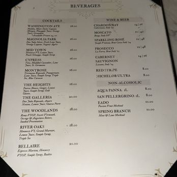 Provaré - Menu (beverage) - Seafood Near Me - Houston, Texas Provaré - Menu (beverage) - Seafood Near Me - Houston, Texas
