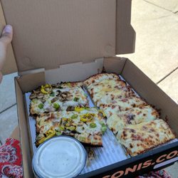 Marconi's Pizza Food Truck - $12 for two slices, half order of cheese bread, and a drink.