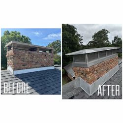 Integrity Brick - Old Hood removal, new stainless steel decorative cap and flashing!