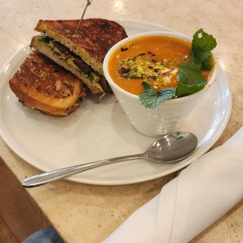 un caffe altamura - Chanterelle + Portebello mushroom grilled cheese Smoked chipotle tomato bisque - Cafes Near Me - Manhattan Beach, California un caffe altamura - Chanterelle + Portebello mushroom grilled cheese Smoked chipotle tomato bisque - Cafes Near Me - Manhattan Beach, California
