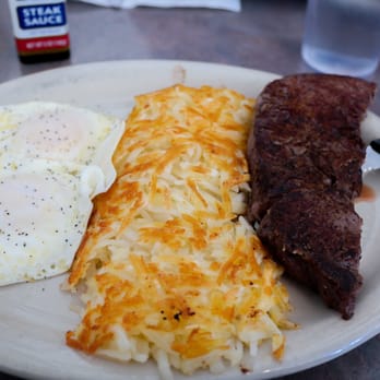 The Ritz Diner - Weekend special: Black angus 8-oz top sirloin, 2 eggs, hashbrowns, toast - Breakfast & Brunch Near Me - Salem, Oregon