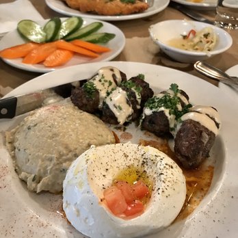 Oren's Hummus - Beef Kebab with Babaganoush Eggplant and Labane (no bread) for me and Schnitzel de Noir for my friend - Mediterranean Near Me - San Francisco, California Oren's Hummus - Beef Kebab with Babaganoush Eggplant and Labane (no bread) for me and Schnitzel de Noir for my friend - Mediterranean Near Me - San Francisco, California