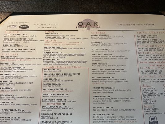 Menu photo 1 Oak Steakhouse Alpharetta, GA Menu photo 1 Oak Steakhouse Alpharetta, GA
