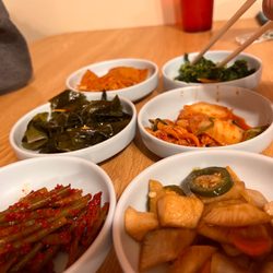 Cham Cham Korean BBQ - Mini sides while you wait for your entree.