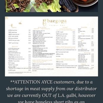 Baegopa - Menu - Korean Near Me - Seattle, Washington Baegopa - Menu - Korean Near Me - Seattle, Washington